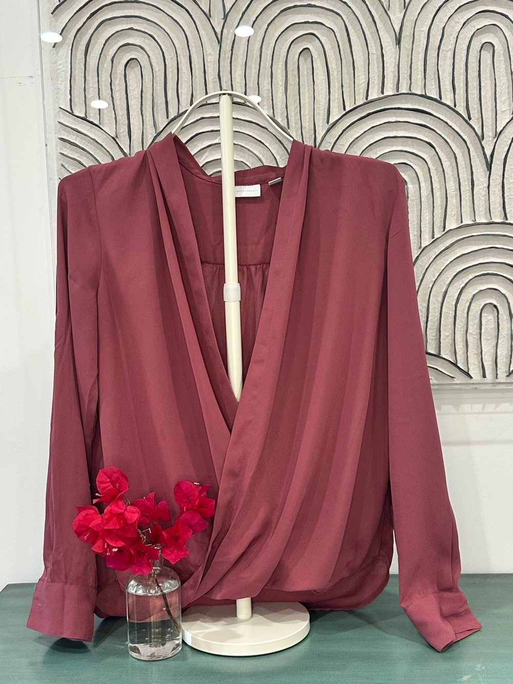 New York & Company Rosewood Draped Surplice Blouse